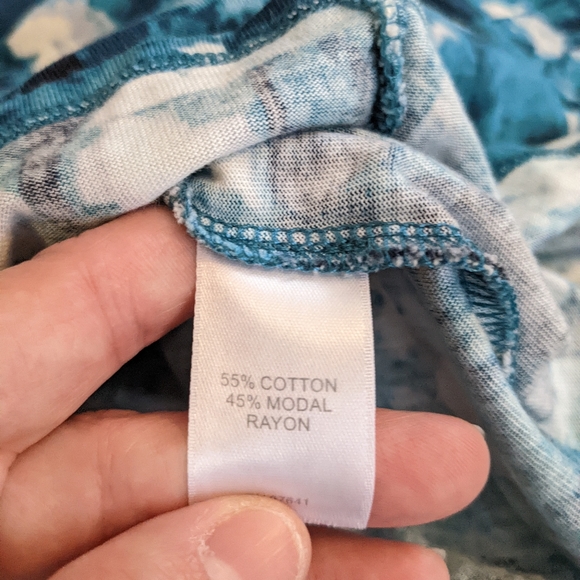 J. Jill Multi Color Blue Long Sleeve Tunic Top - Picture 4 of 10